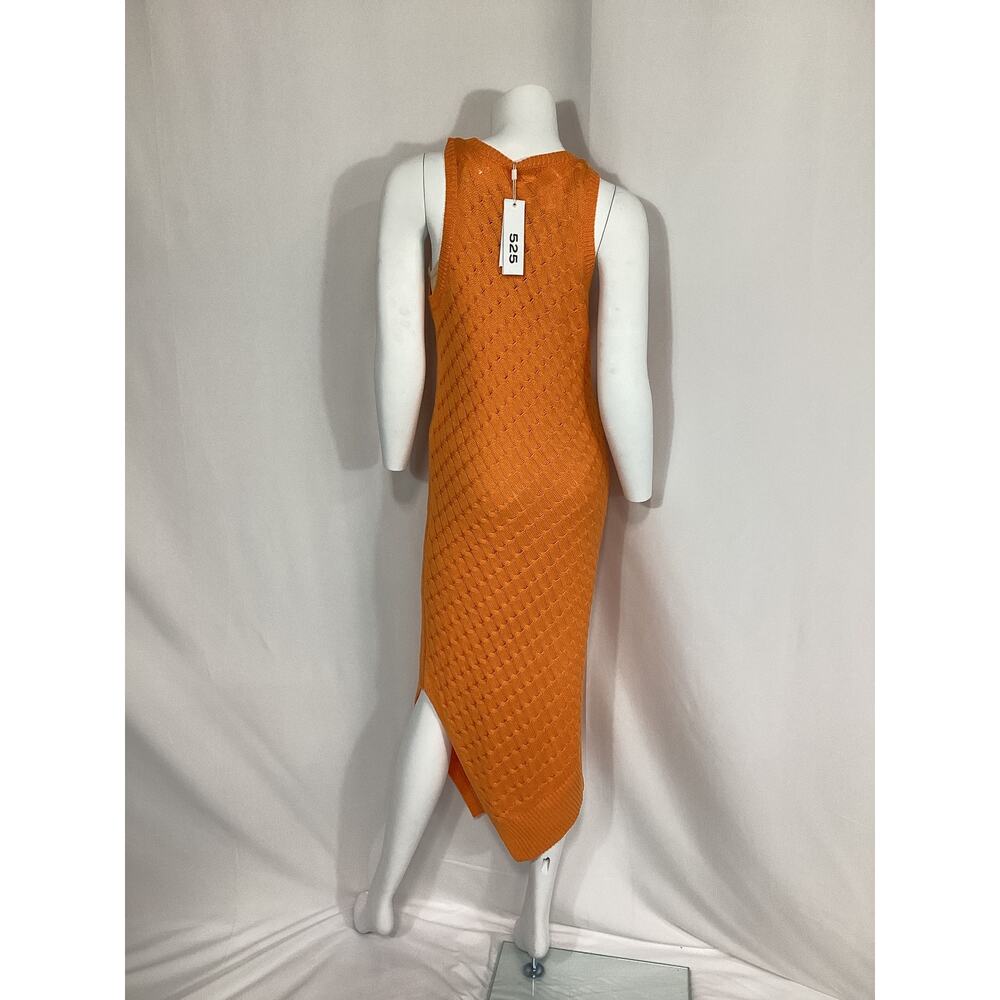 525 America Orange Asymmetrical Knit Midi Dress - Picture 3 of 4